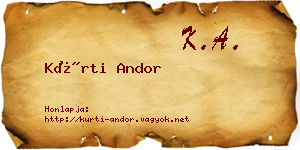 Kürti Andor névjegykártya